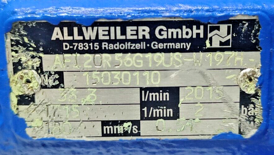 Allweiler AFI20R56G19US-W197H screw pump with 0.75/0.9kw, 1400-1600rpm motor