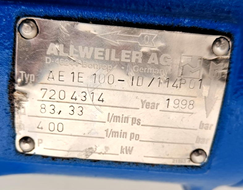 Allweiler AE 1E 100-ID/114P01 Progressive cavity single screw pump - Tested