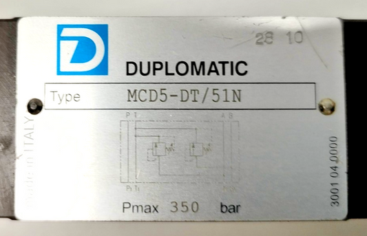 Duplomatic MCD5-DT/51N Direct operated Pressure Relief Valve 350bar Max. - NEW