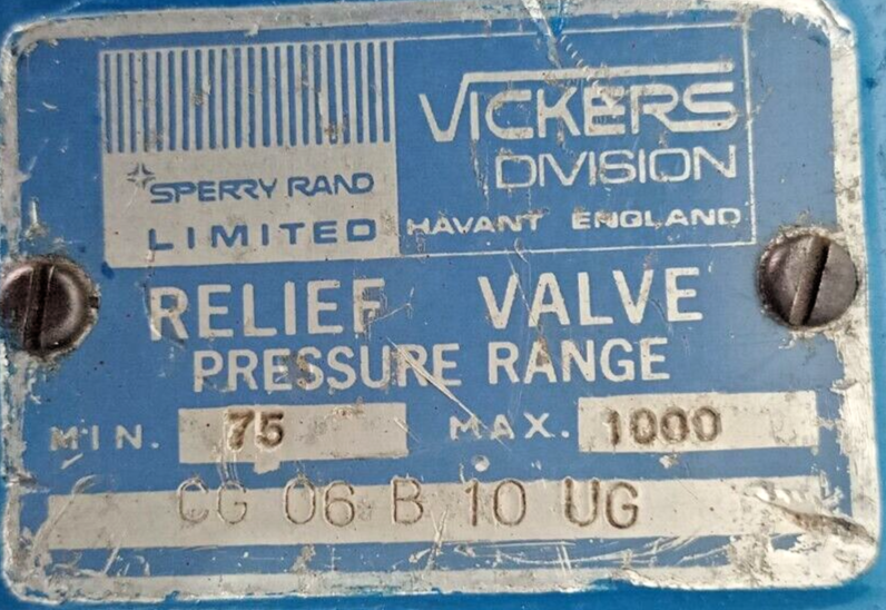 Vickers CG-06-B-10-UG Pressure Relief valve CG06B10UG