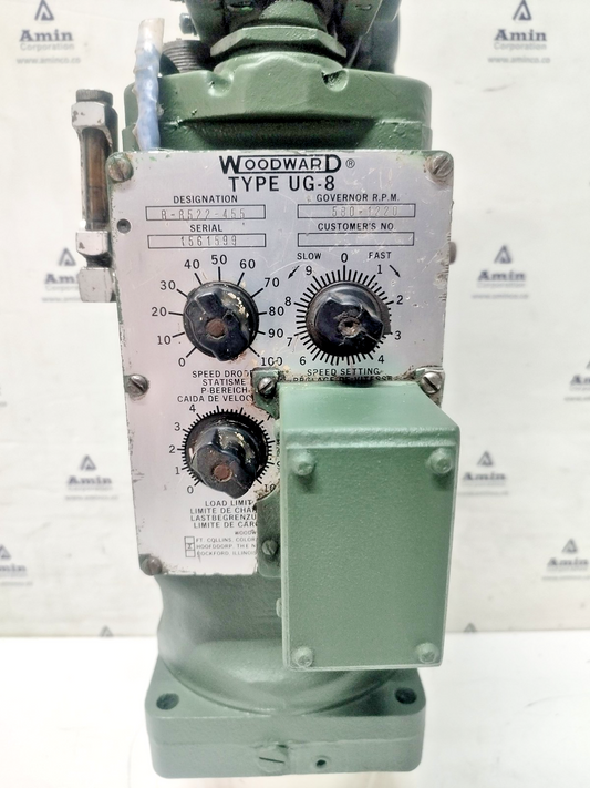 Woodward UG-8 Governor part No. : B-8522-455 RPM: 580-1220 - TESTED
