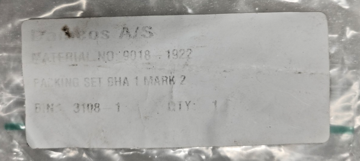 Damcos BHA-1 MARK-2 Actuator Packing set/Seal kit P/N: 9018-1922 - NEW
