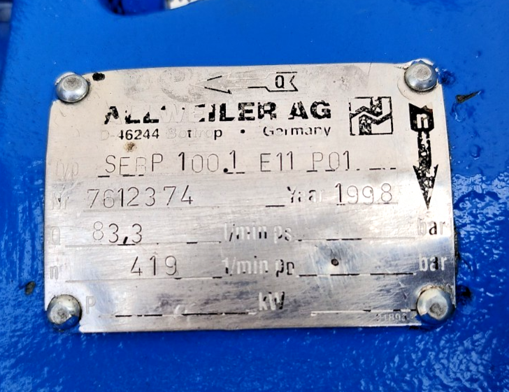 Allweiler SEBP 100.1 E11 P01 Progressive cavity single screw pump - Tested #2