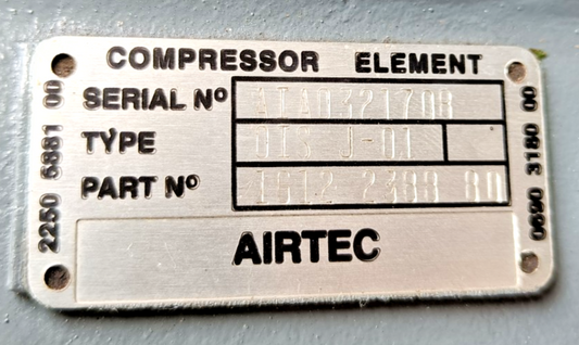 Atlas Copco Airtec OIS J-01 Air end Part No.: 1612238880 Screw air compressor