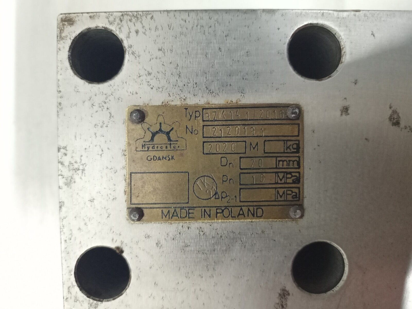 Hydroster BZK 141/2016 Valve block 20mm, 16mpa - NEW