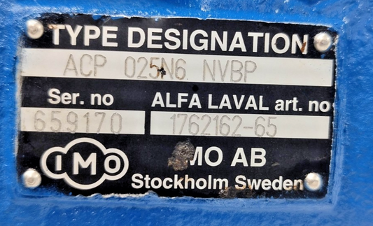 IMO ACP 025N6 NVBP Triple Screw Pump with 0.63kw, 60hz, 3440rpm - Refurbished