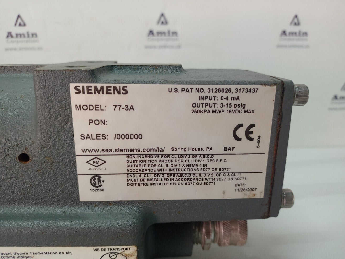 Siemens 77-3A E/P TRANSDUCER MD Totco P/n: 261829-101