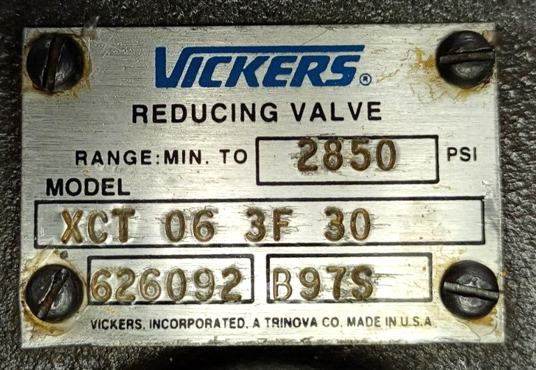 Vickers XCT-06-3F-30 Pressure Reducing Valve 2850 PSI Max. - NEW