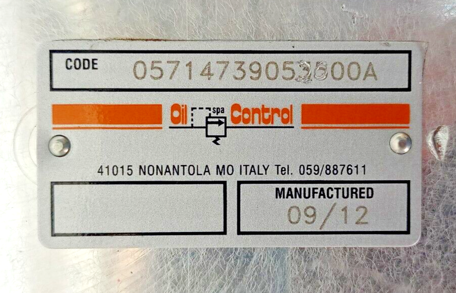 Oil control 05714739053500A Hydraulic valve block - NEW