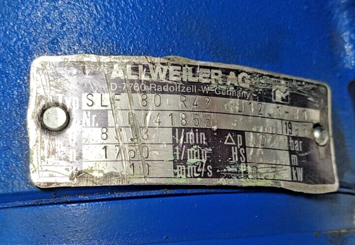 ALLWEILER SLF80 R42 U12.1-W1 Triple Screw Pump - Refurbished & tested