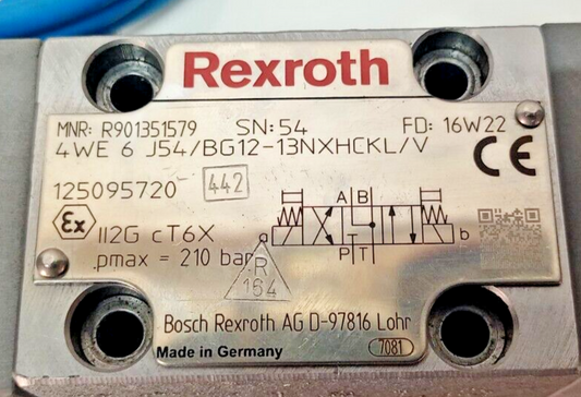 Rexroth R901351579 4WE6J54/BG12-13NXHCKL/V Valve Hydac EX-1195-200 - NEW