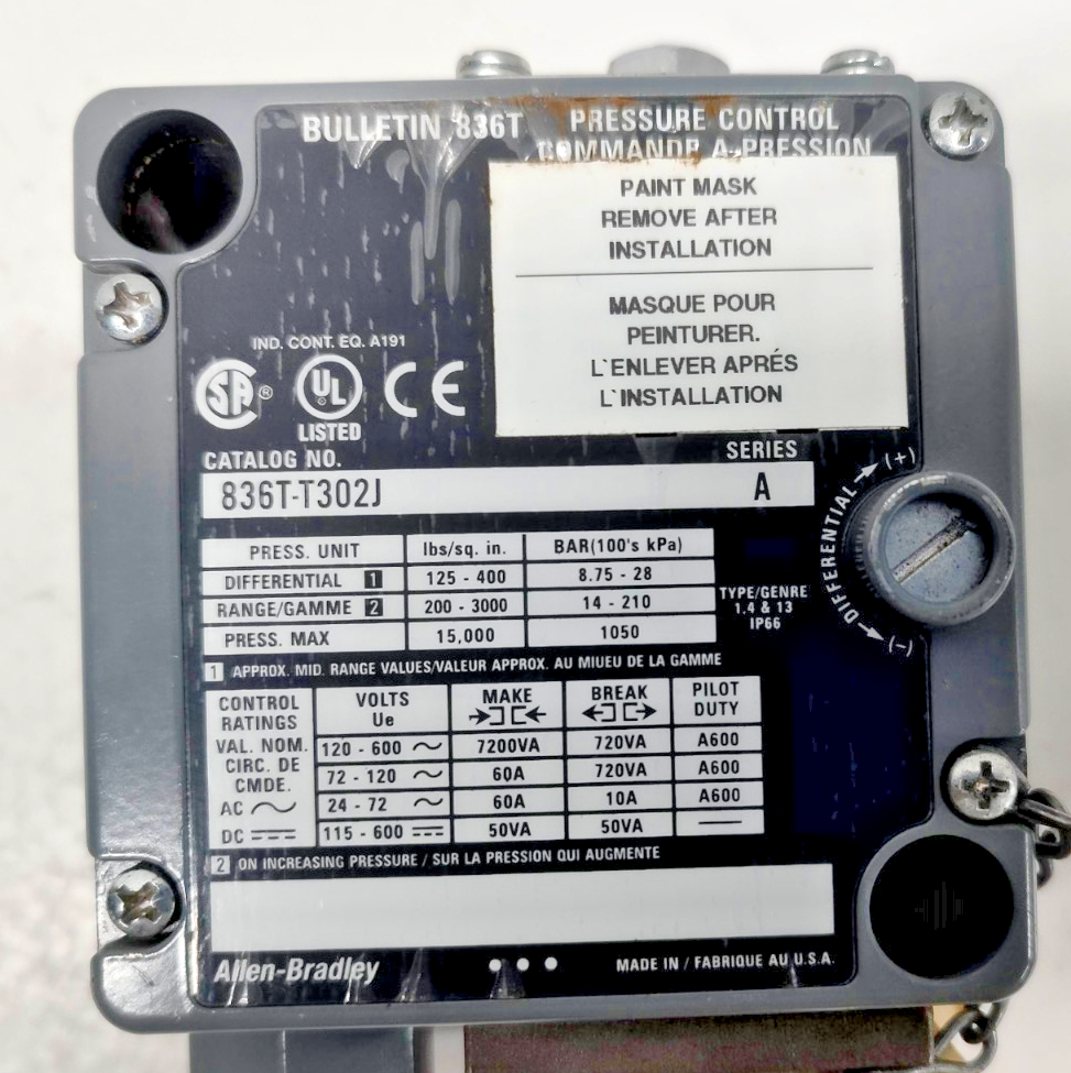 Allen-Bradley 836T-T302J Series-A Pressure Control Switch - NEW