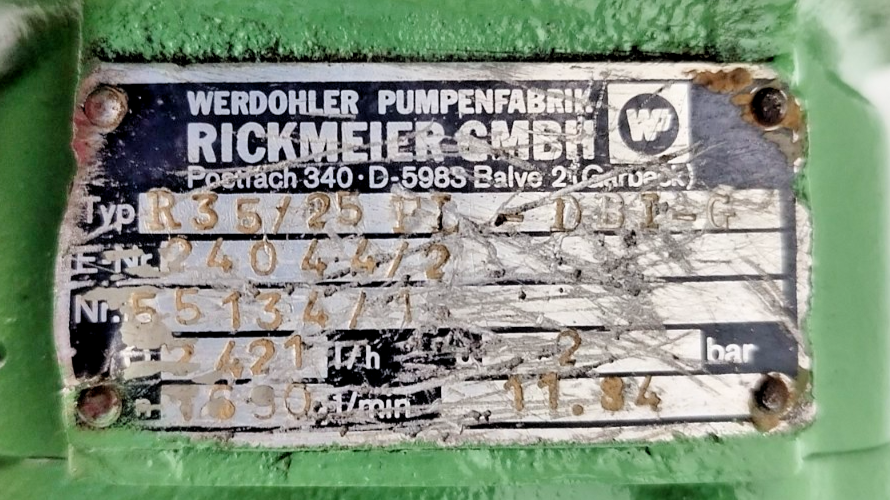 Rickmeier R35/25 FL-DBI-G Hydraulic gear pump - Pressure Tested #2