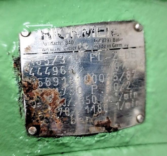 Rickmeier R65/315 FL-Z-DB Hydraulic Gear Pump - Refurbished