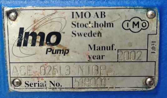 IMO Pump ACE 025L3 NTBP Triple screw Oil Pump - Refurbished and Tested
