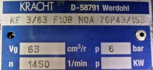 KRACHT KF3/63 F10ENOA 7GP43/153 Hydraulic Gear pump - NEW