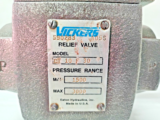 Vickers CT 10 F 30 pressure relief valve Rated pressure: 1500-3000 PSI CT10F30