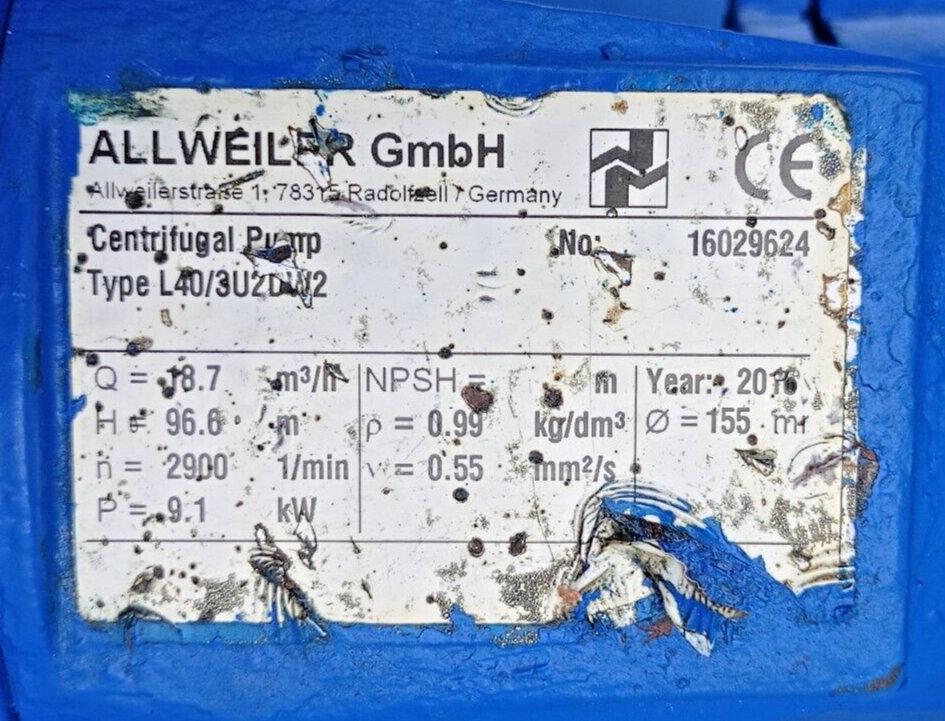 Allweiler L40/3U2DW2 Centrifugal pump with 15kW, 2905rpm Motor - Pressure Tested