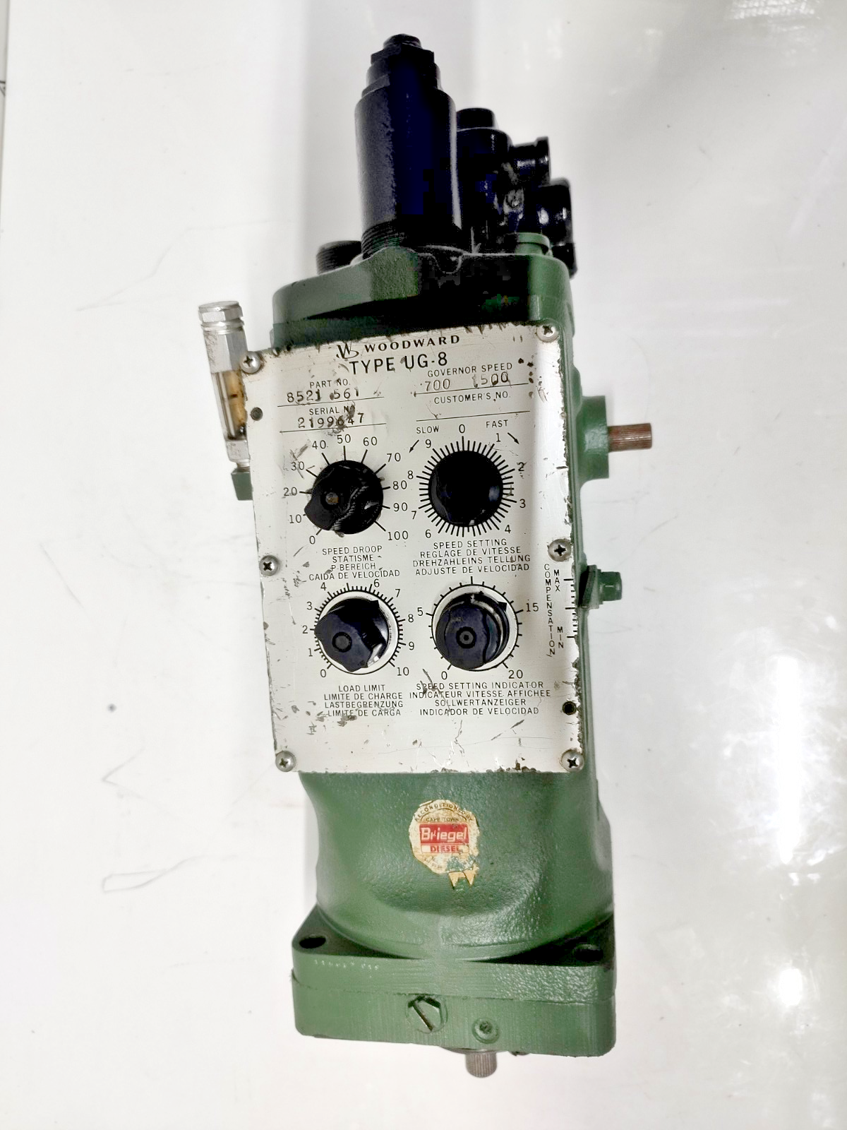 Woodward UG-8 Governor part No. : 8521-561 RPM: 700-1500 - TESTED