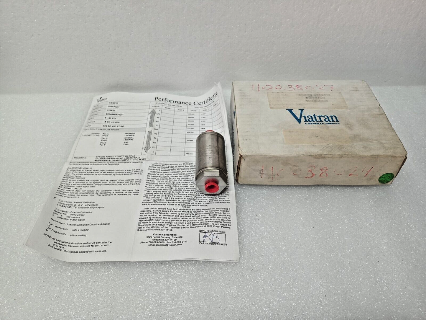 Viatran 245X748H Model 245 high range Pressure Transmitter 250-450kpag -NEW