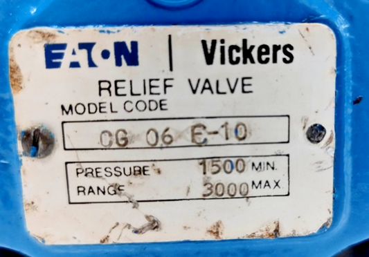 Eaton Vickers CG-06-F-10 Pressure Relief Valve CG06F10 Range:1500-3000 psi