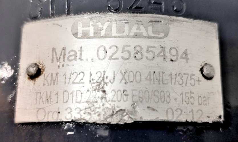 Hydac KM 1/22 L2LJ X00 4NL1/375+ TKM1 D1D 22A 200 E00/S03 Hydraulic gear pump