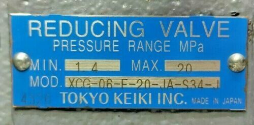 Tokyo Keiki XCG-06-F-20-JA-S34-J Pressure reducing valve - NEW
