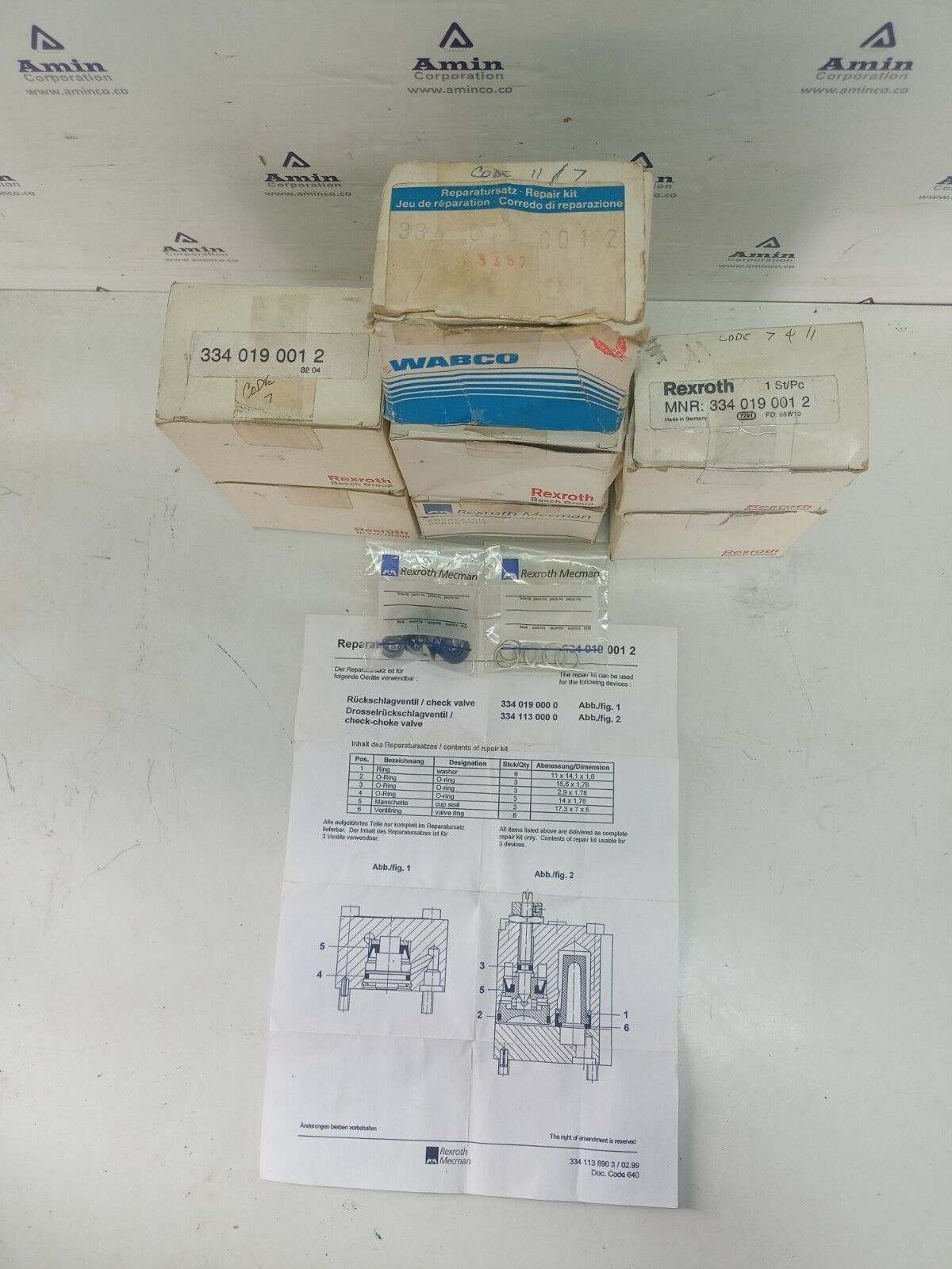 Rexroth 3340190012 Pneumatic Valve Repair kit -NEW