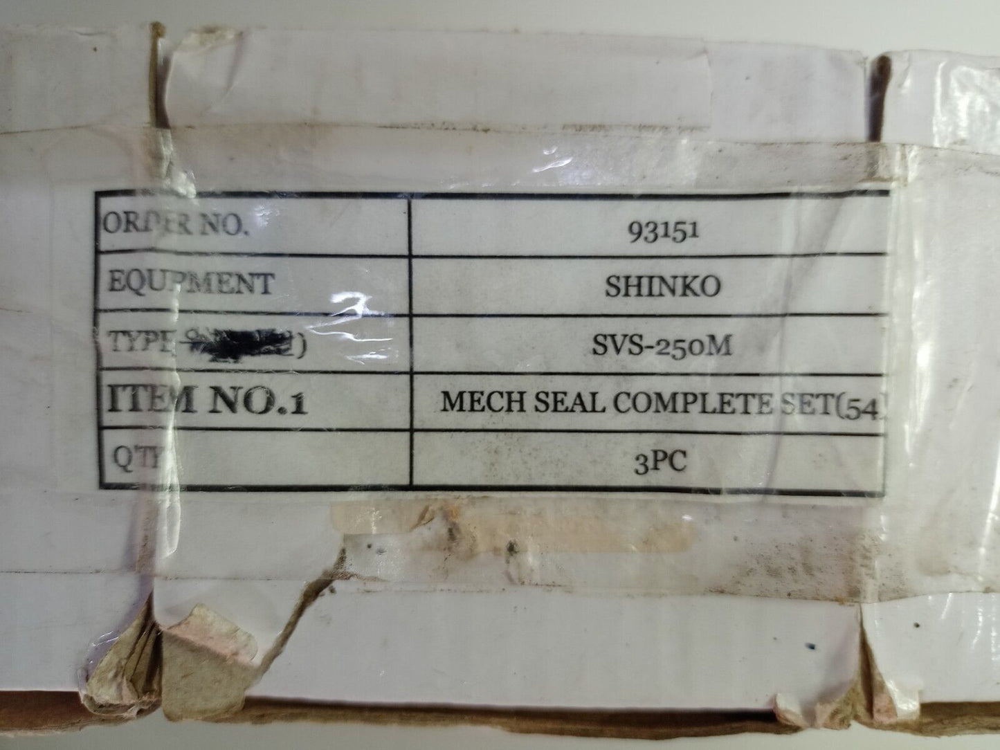 Shinko pump P/N: 54 Mechanical seal For SVS-250M - NEW