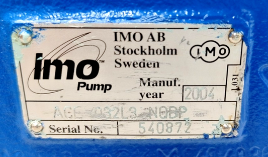 IMO Pump ACE 032L3 NQBP Triple screw Pump - Pressure tested