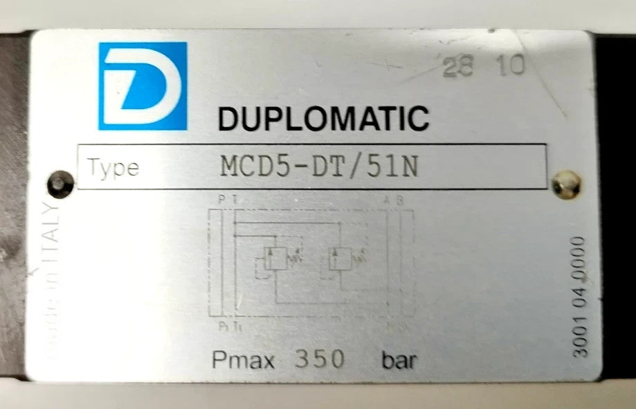 Duplomatic MCD5-DT/51N Direct operated Pressure Relief Valve 350bar Max. - NEW