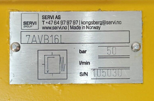 Servi Hydranor 7AVB16L Hydraulic valve - New