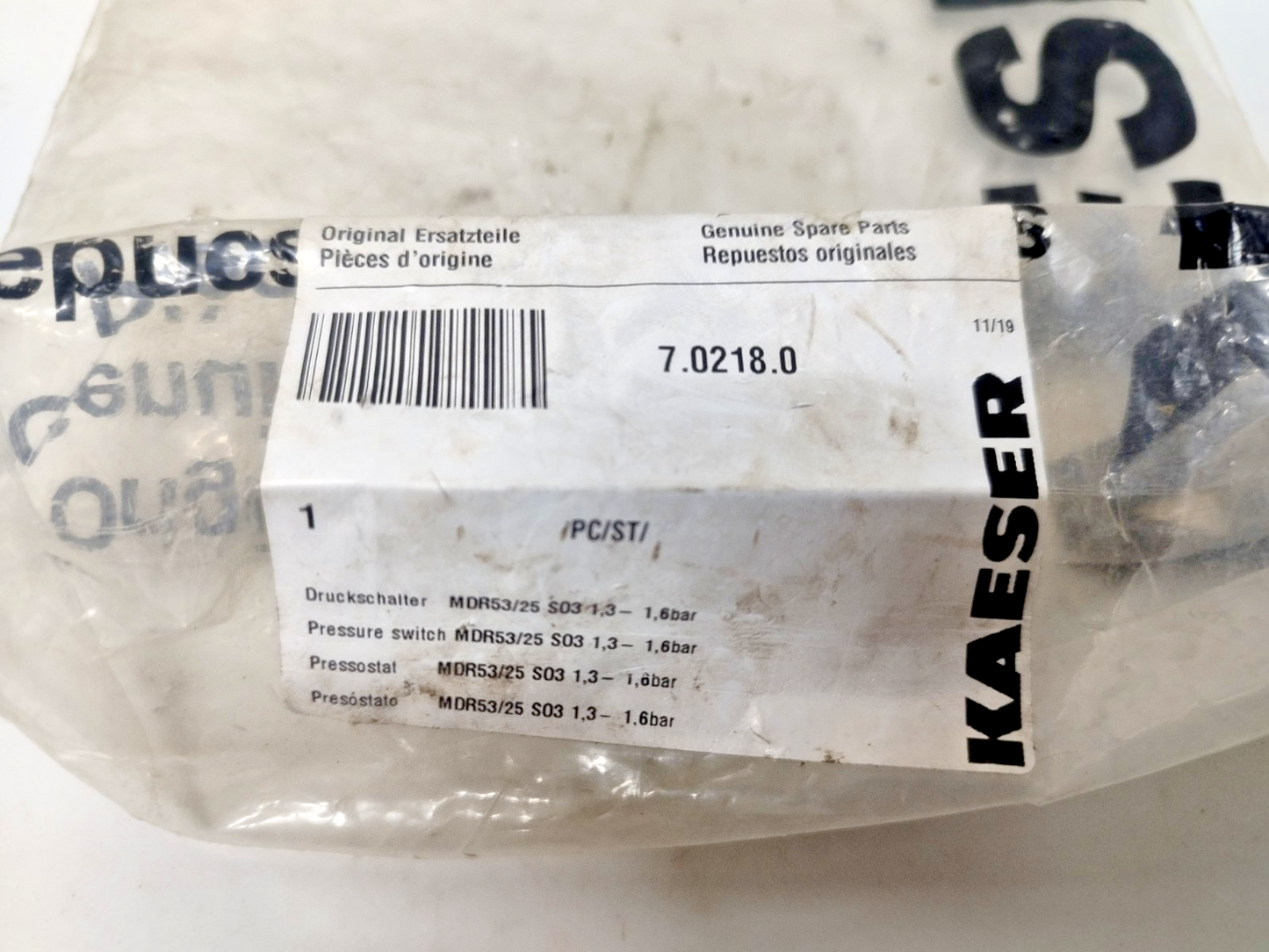 Condor MDR53/25 So-3 Pressure Switch AC-15, 4A, 250V, 1.3-1.6bar - NEW