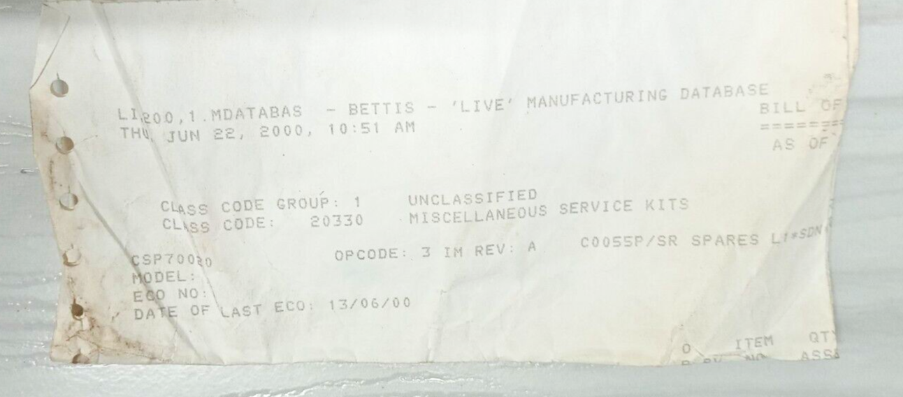Bettis Actuator CSP70020 Service Kit - NEW