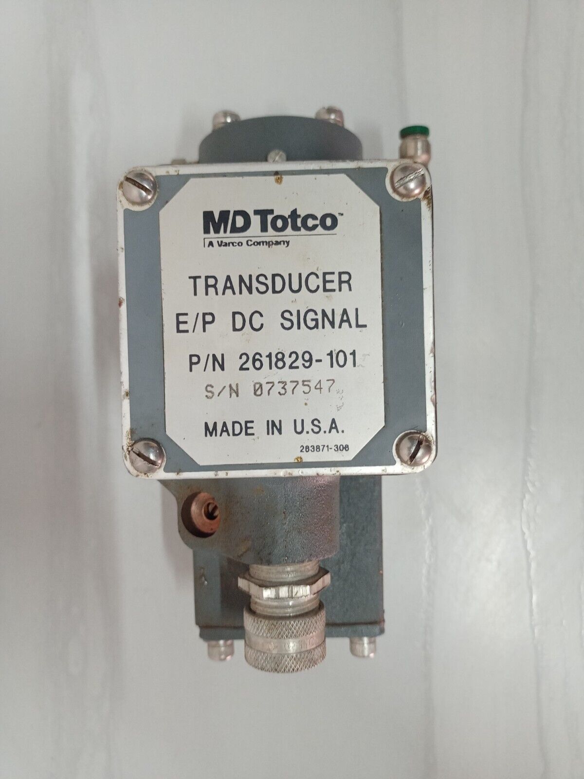Siemens 77-3A E/P TRANSDUCER MD Totco P/n: 261829-101
