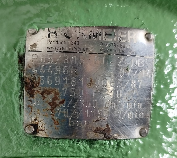 Rickmeier R65/315 FL-Z-DB Hydraulic Gear Pump - Refurbished