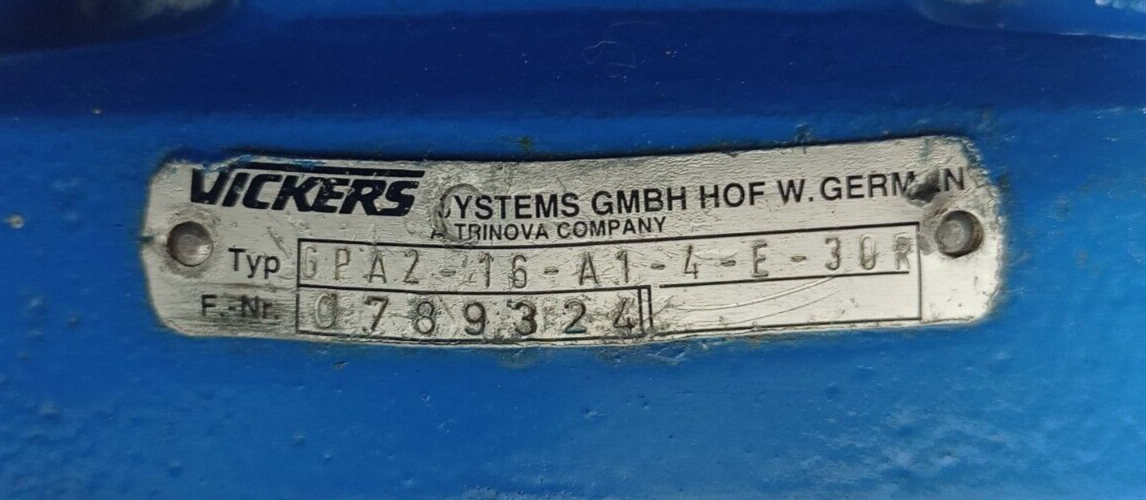 Vickers GPA2-16-A1-4-E-30-R Double Hydraulic Int. gear pump - PRESSURE TESTED