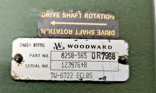 Woodward Governor 8250-565 0R-7968 Cat P/N: 7W-6722 EG6PC Governor - TESTED