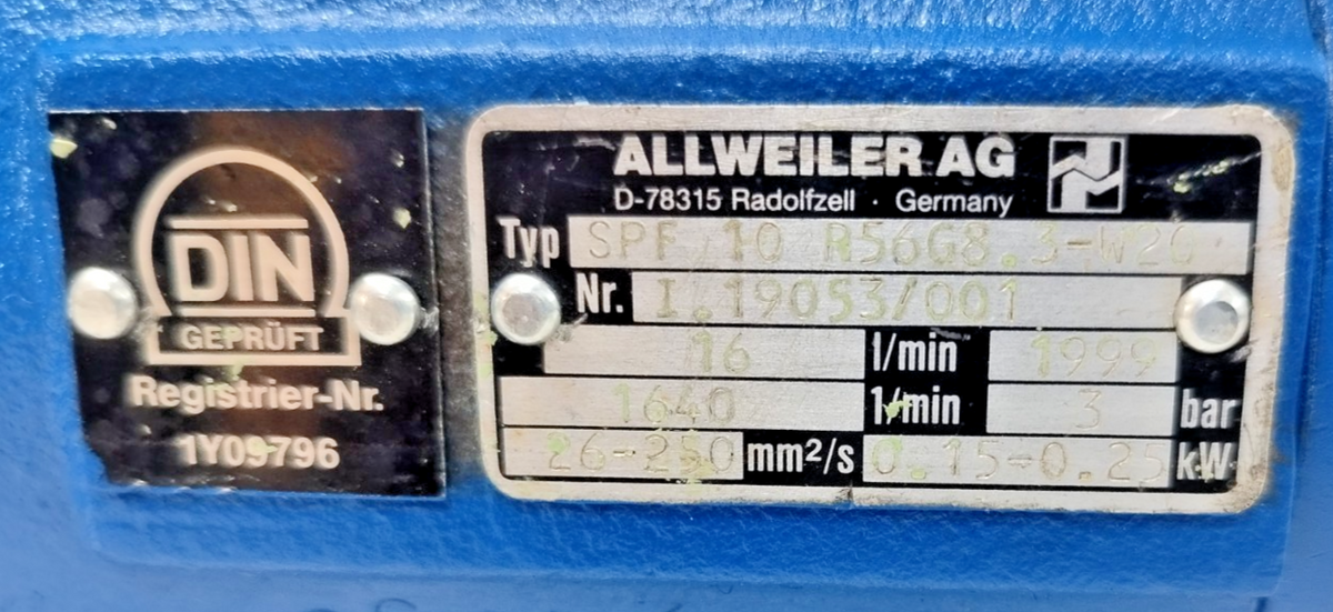 Allweiler SPF10 R56 G8.3-W20 Triple screw pump - Refurbished & Tested
