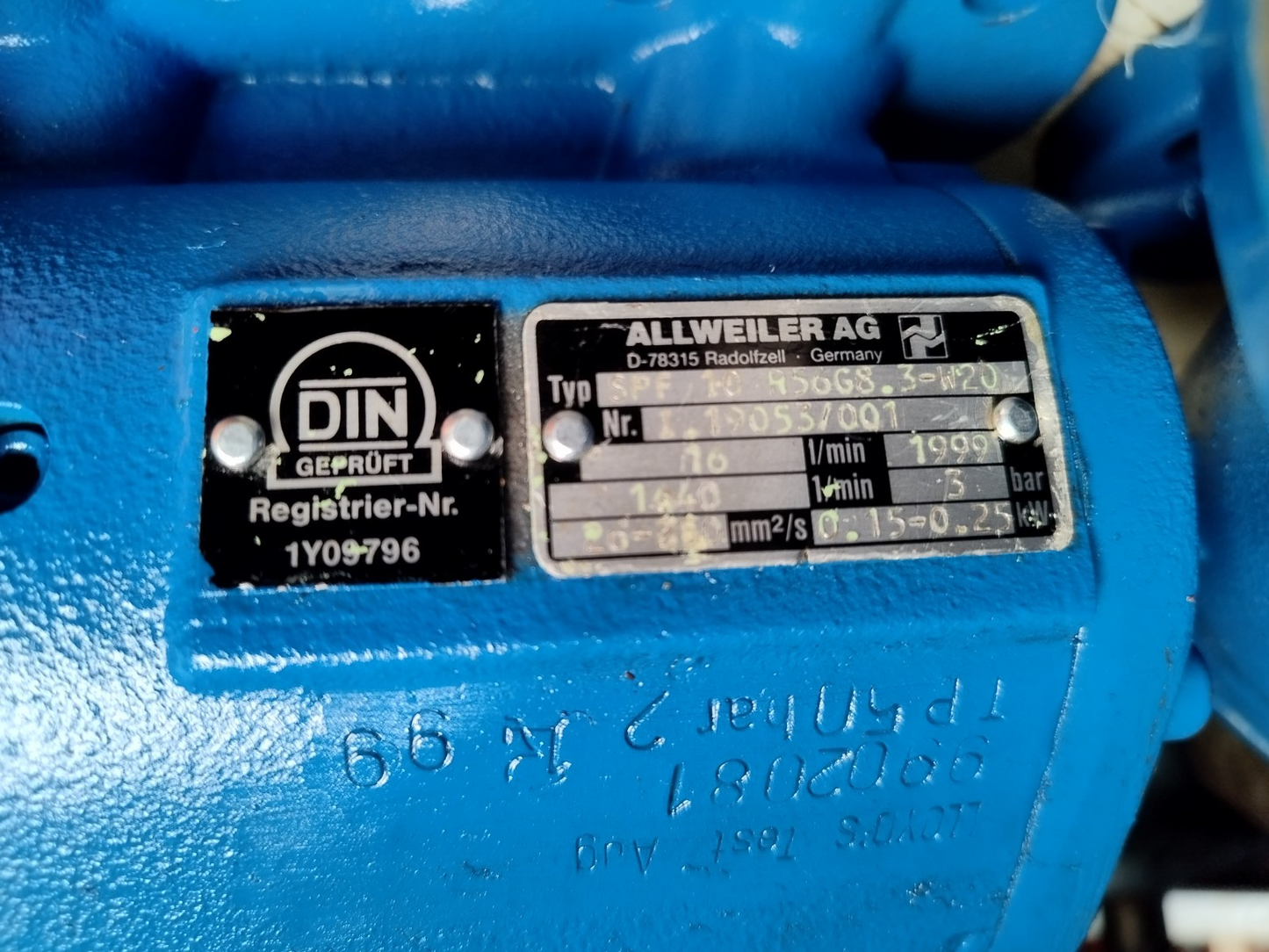 Allweiler SPF10 R56 G8.3-W20 Triple screw pump - Refurbished & Tested