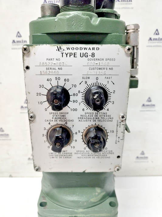 Woodward UG-8 Governor part No. : A8522-807 RPM: 600-1560 - TESTED