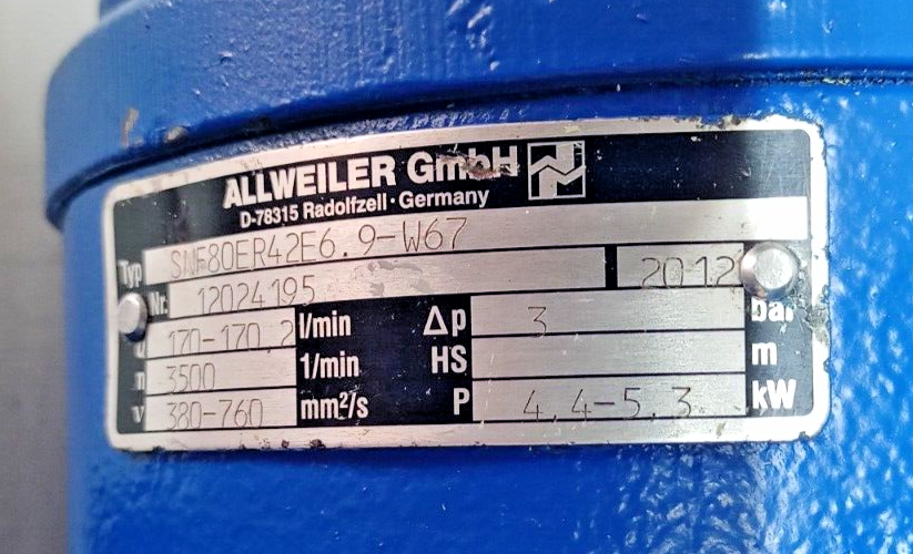 Allweiler SNF80 ER42 E6.9-W67 Triple Screw Pump - Refurbished & Tested