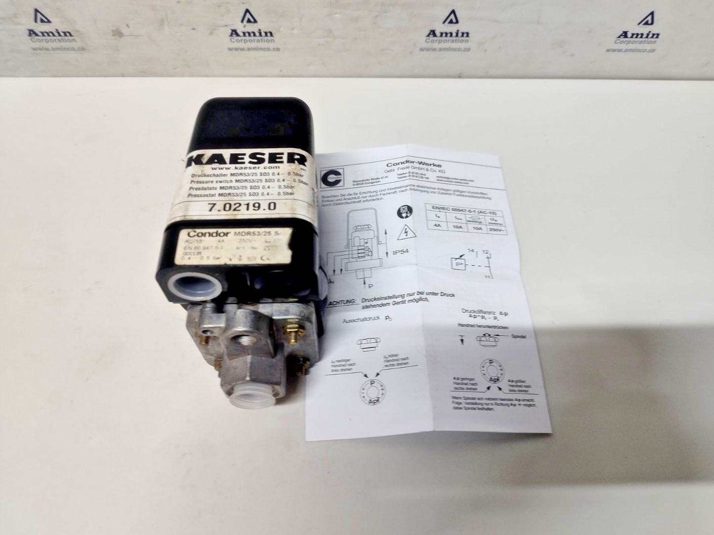 Condor MDR53/25 So-3 Pressure Switch AC-15, 4A, 250V, 0.4-0.5bar - NEW #2