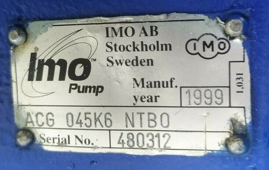 IMO pump ACG 045K6 NTBO Triple screw pump with WEG 2.2/2.6 kW electric motor