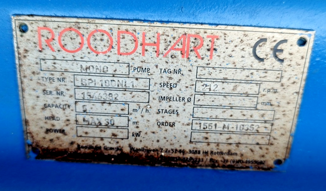 Roodhart Mono pump BPI-10DNL1 Progressive cavity single screw pump - NEW