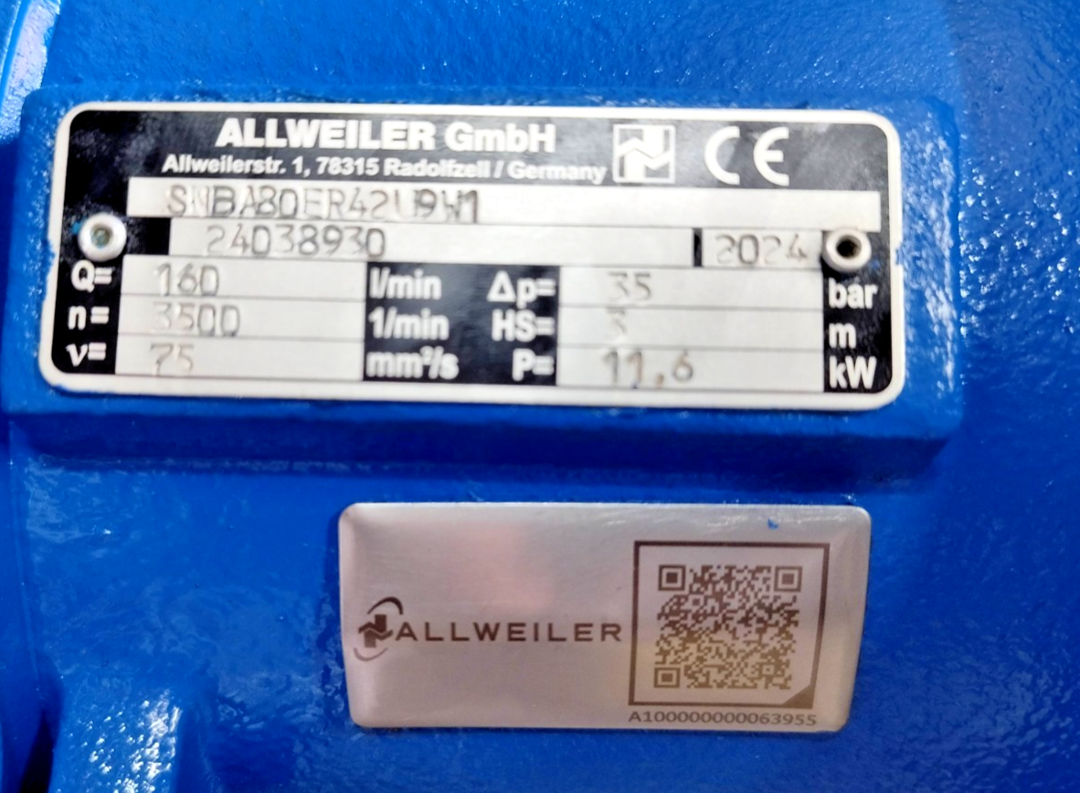 Allweiler SNBA80 ER42 U9W1 Triple Screw Pump SNBA80ER42U9W1 - NEW Mfg.2024