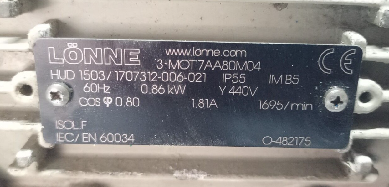 IMO Pump ACE 025L3 NTBP Triple screw pump with 0.86kw, 60hz, 1695rpm Motor