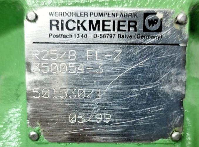 Rickmeier R25/8 FL-Z Hydraulic Gear Pump - Refurbished & Tested