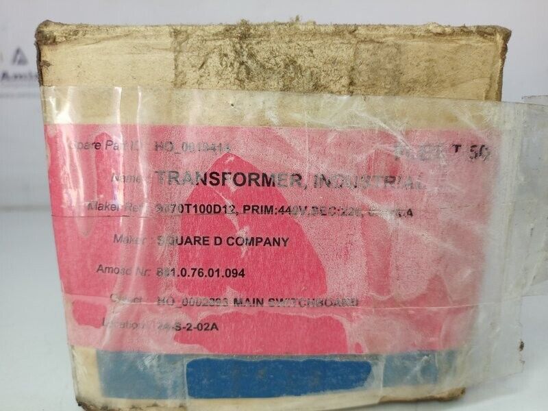 SquareD 9070T100D12 transformer 50/60Hz, 440V, 220, 0.1KVA - NEW