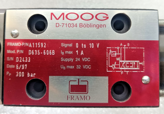 Moog D635-606B Hydraulic Servo valve Framo P/N: A11592 - Refurbished